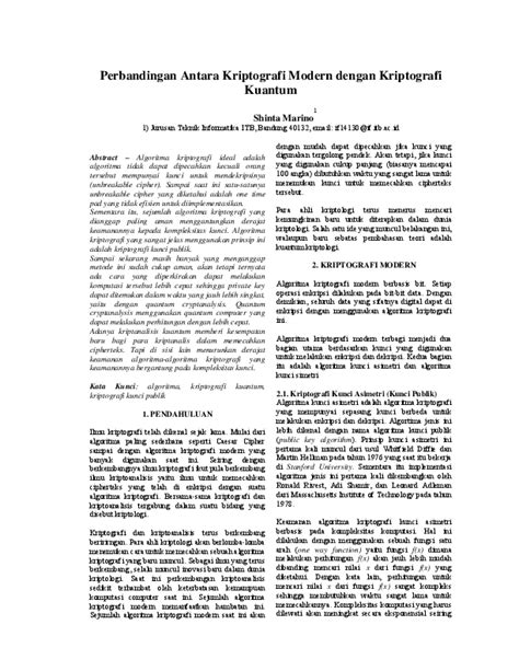 (PDF) Perbandingan Antara Kriptografi Modern dengan Kriptografi Kuantum ...