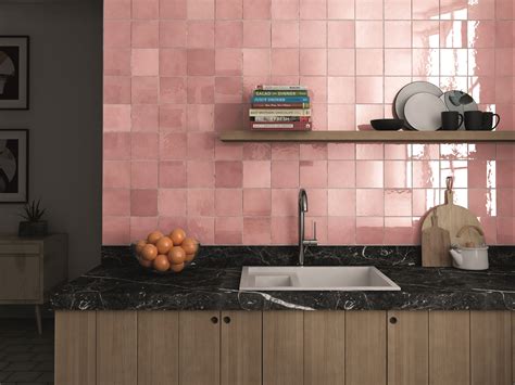 Bazaar Rose Mallow Ceramic Tiles | Ca' Pietra | Pink kitchen, Kitchen design, Kitchen interior