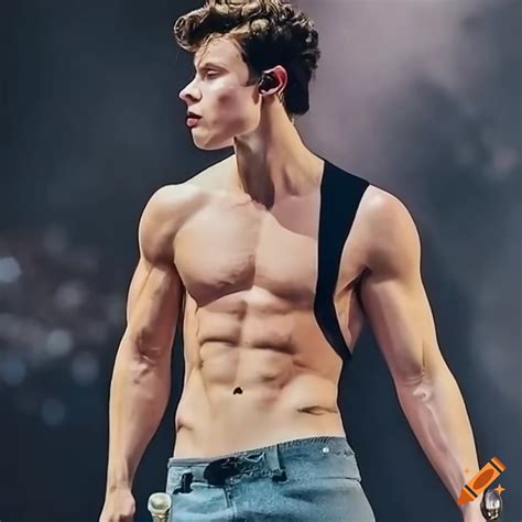 Shawn mendes flexing his muscles on Craiyon