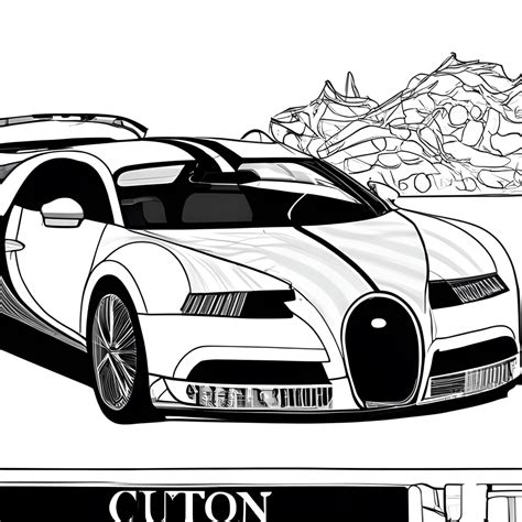 Bugatti Chiron 2016 Coloring Page Black and White · Creative Fabrica