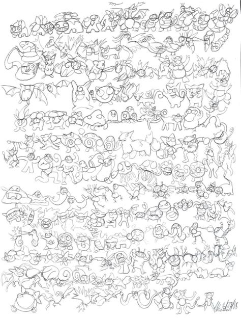I drew 151 Pokemon from memory without lifting my pen. I'm sorry. : r/pokemon