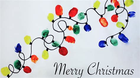 Easy Christmas craft: How to make a thumbprint Christmas lights artwork - YouTube