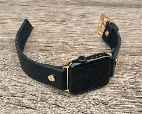 Black Genuine Leather Apple Watch Strap Band 38 40 41 42 44 45 mm iWatch Bracelet Formal Style ...