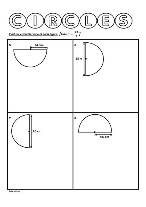 Year 6 – Circumference of Semicircles (Worksheet)