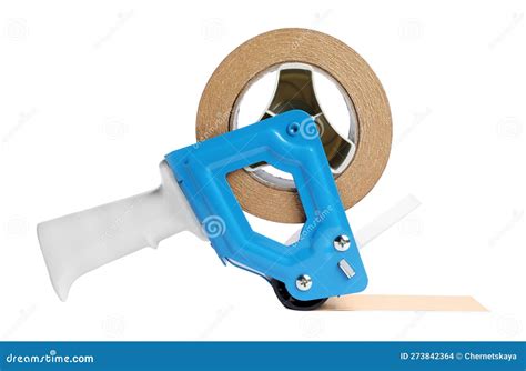 Dispenser with Roll of Adhesive Tape Isolated on White Stock Photo - Image of package ...