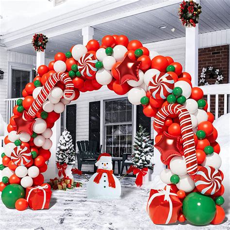 Lofaris Christmas Balloon Garland Arch Kit With Red White Candy | Party ...