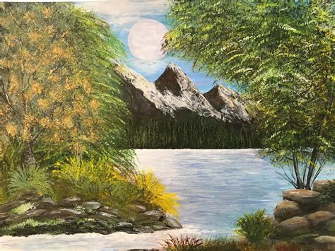 Paysage original de peinture acrylique MOUNTAIN VIEW | Etsy