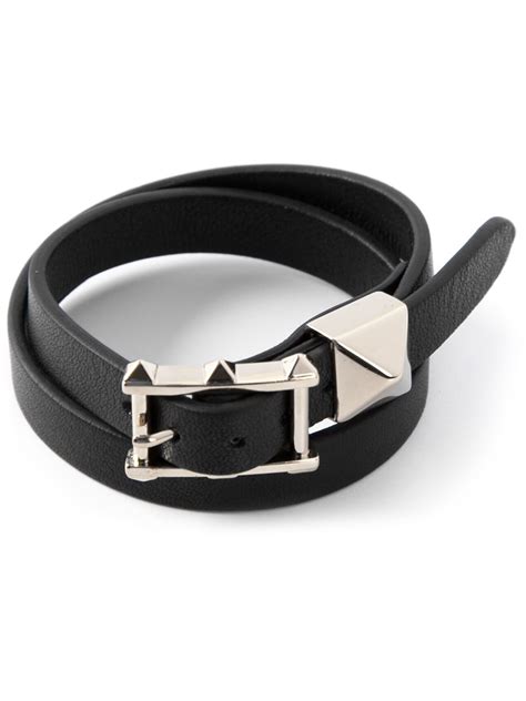 Valentino 'Rockstud' Bracelet in Black | Lyst