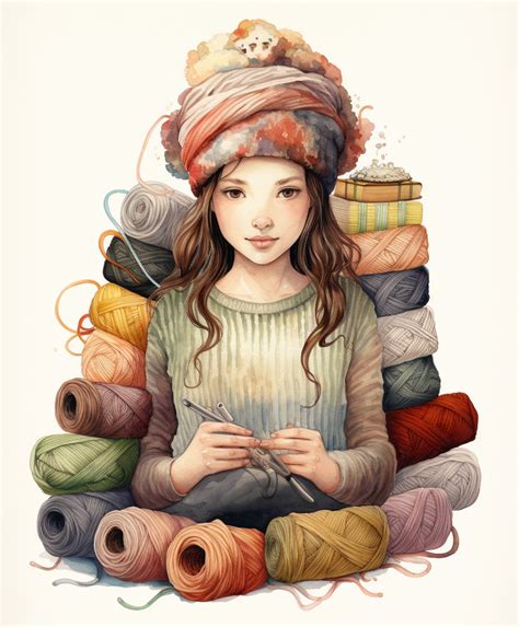 Knitting Girl Art Free Stock Photo - Public Domain Pictures