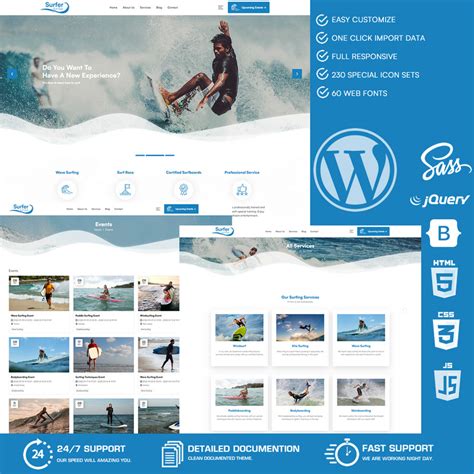 Surfer - Surf Club WordPress Theme #275659 - TemplateMonster