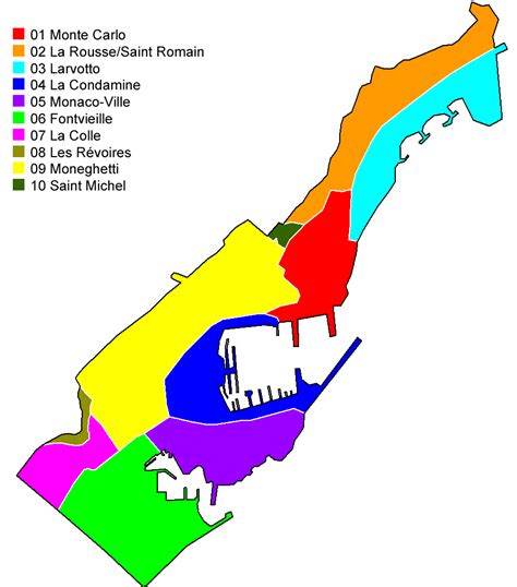 Mapa político de Mónaco