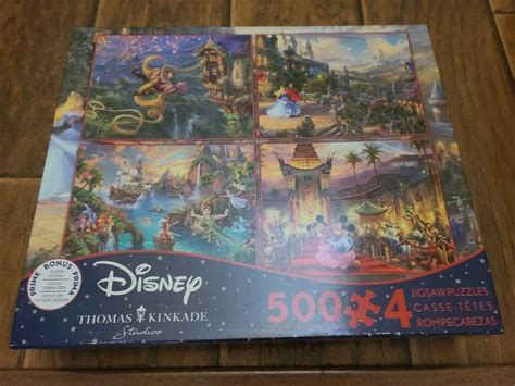 Ceaco Disney Thomas Kinkade 4-in-1 Multi Pack 500 Piece Puzzles - New | #3920635895