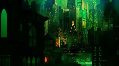 HD wallpaper: Transistor, Green, City, city building illustration | Wallpaper Flare