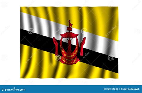 Waving Brunei Darussalam Flag in Beautiful 3d Illustration Stock Illustration - Illustration of ...