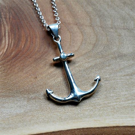 Silver anchor necklace large sterling silver anchor pendant | Etsy