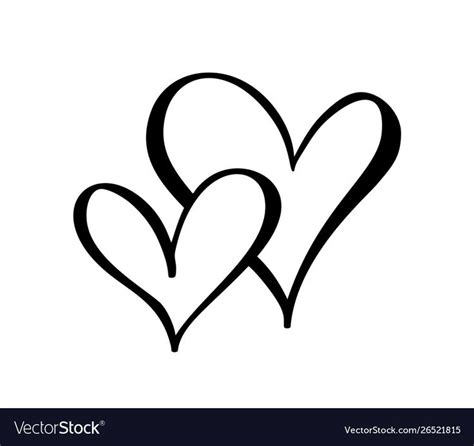 Two vector black hearts sign. Icon on white background. Illustration romantic symbol linked ...