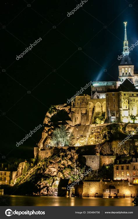 Light Mont Saint Michel Night View – Stock Editorial Photo © kanzilyou ...