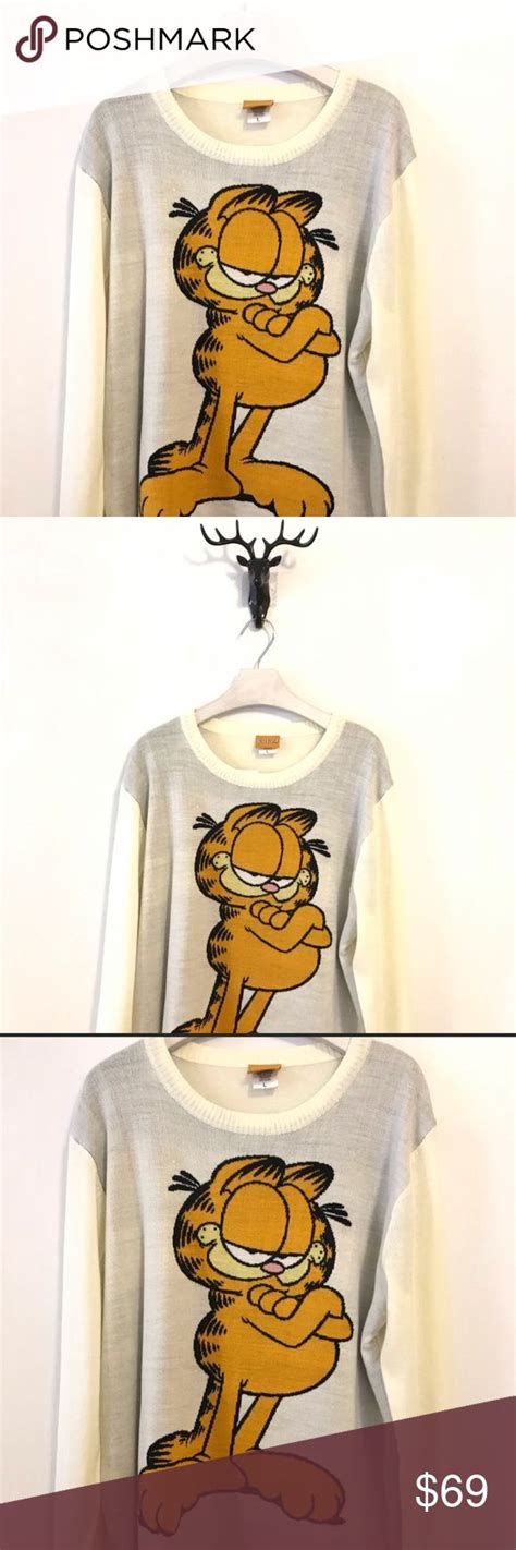 Garfield Sweater Size Large Crewneck NWT Cream | Sweaters, Sweater sizes, Clothes design