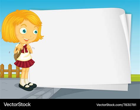 Border design with girl in school uniform Vector Image