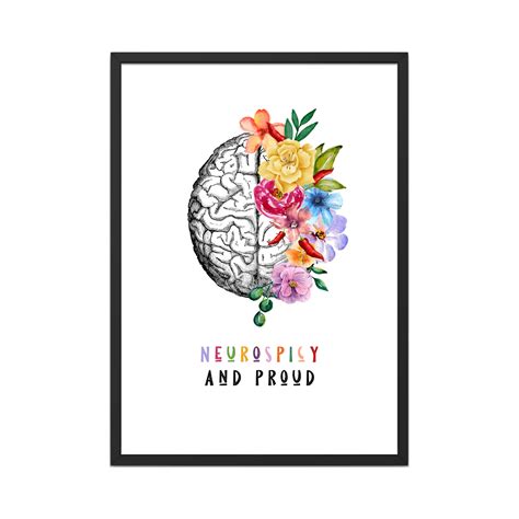 Brain Art Print, Neurodiversity Poster, ADHD Print, Autism Gift, Neurospicy Poster ...