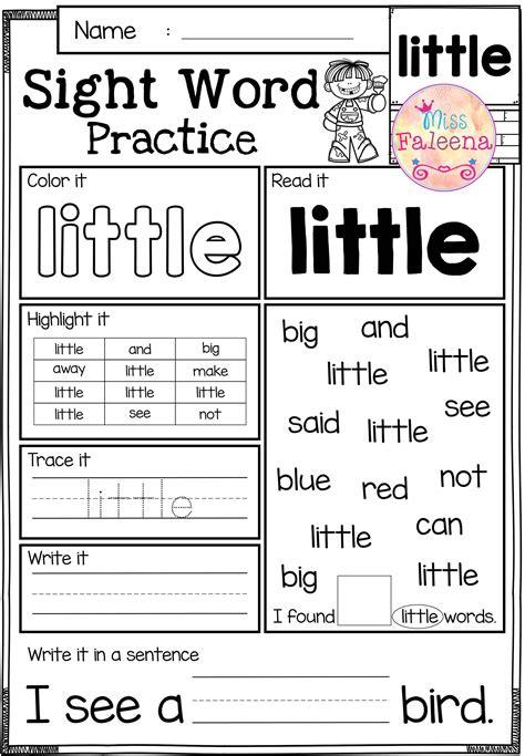 Free printable sight words worksheets kindergarten - bxepinoy