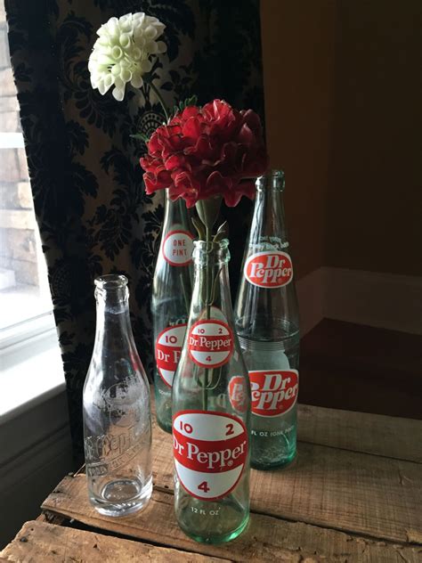 Vintage Dr. Pepper Bottles Lot of 4 One Pint 12 oz by StylishPiggy