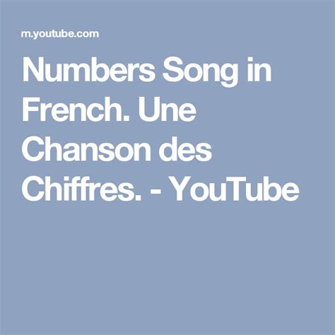 Numbers Song in French. Une Chanson des Chiffres. - YouTube | Multicultural