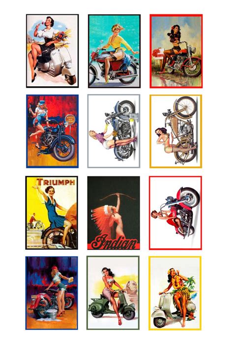 Miniature Scale Model Vintage Motorcycle Pin up Posters - Etsy