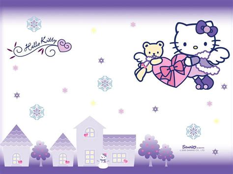 Wallpaper Hello Kitty Purple