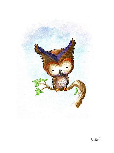 Little Owl Watercolor Print - Etsy