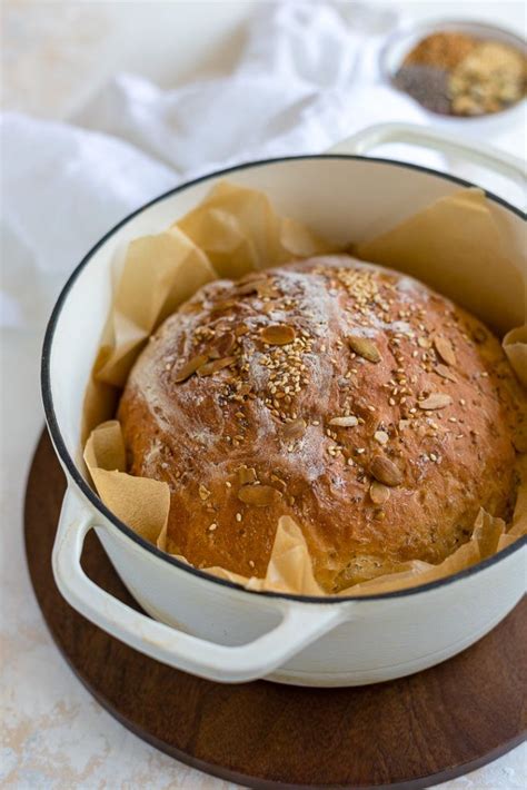 No-Knead 4 Seed Dutch Oven Bread | Recipe | Dutch oven bread, Knead bread recipe, Dutch oven recipes