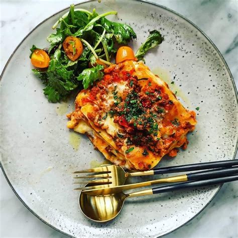 Beef lasagna and salad : FoodPorn