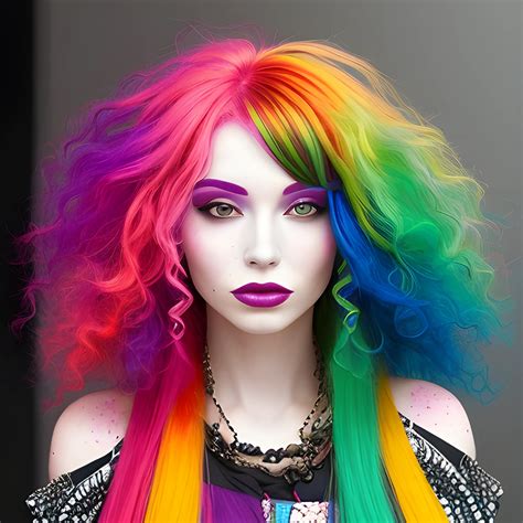 the woman is wearing multicolored hair, vibrant color scheme - Arthub.ai