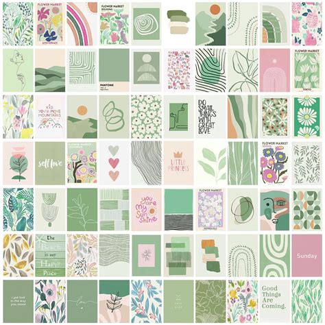 Buy 70Pcs Sage Green Wall Collage Kit for Aesthetic Pictures, JOENCOST Cute Designs Aesthetic ...