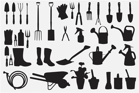 Gardening Tools Silhouette 36137448 Vector Art at Vecteezy