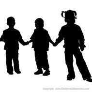 CHILDREN HOLDING HANDS Silhouette Decal (Children's Decor) Children Holding Hands Life-size ...