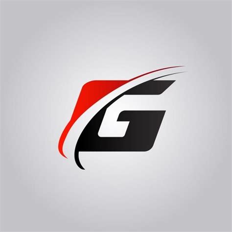 Initial G Letter Logo With Swoosh Colored Red And Black G Logo Design, Logo Design Template ...