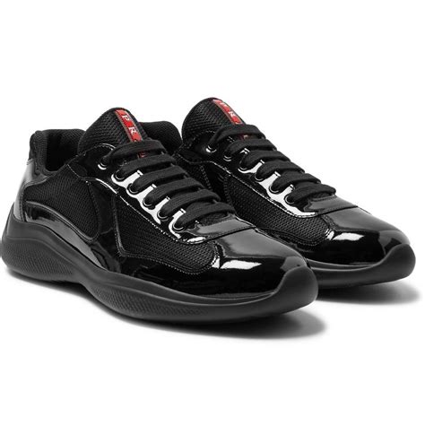 Black America's Cup Patent-Leather and Mesh Sneakers | PRADA in 2021 ...