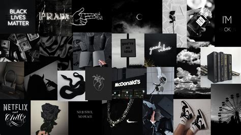 Black Aesthetic Wallpaper | Minimalist Black and White Collage