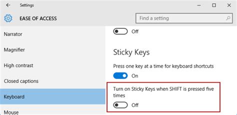 How to Disable Sticky Keys Keyboard Shortcut in Windows 10