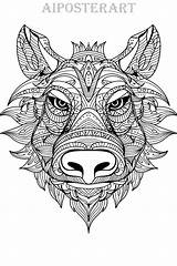 Warthog Mandala Coloring Page For Adults Printable Sheet  sketch template