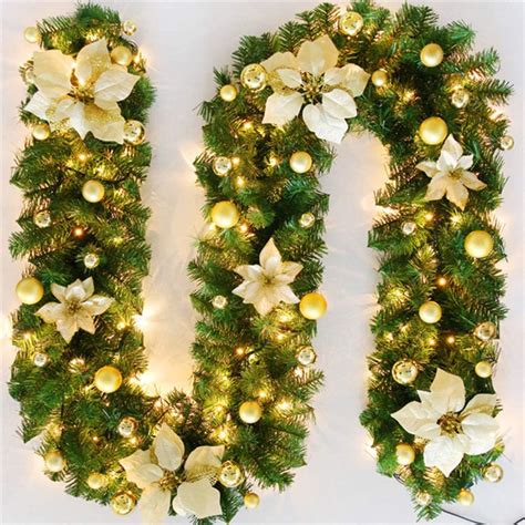 TopHGC Christmas Garland, 2.7M Fireplaces Stairs Decorated Garlands LED ...