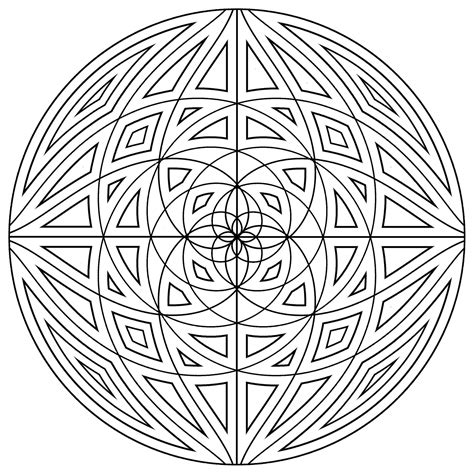 Mandala concentric lines - Mandalas Adult Coloring Pages