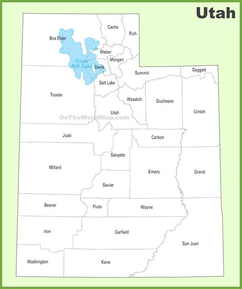 Utah county map - Ontheworldmap.com