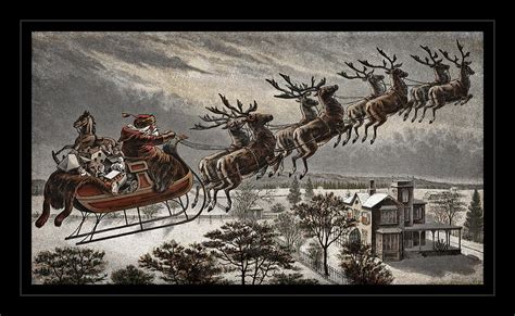 Vintage Santa Reindeer Sleigh Photograph by John Stephens | Pixels