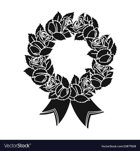 Funeral wreath icon in black style isolated Vector Image