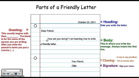 Type A Friendly Letter