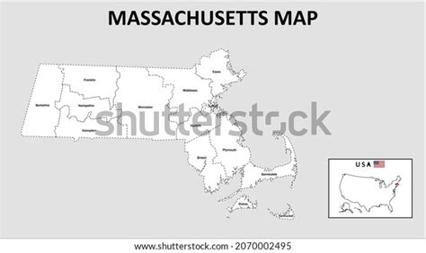 Massachusetts Map State District Map Massachusetts Stock Vector ...