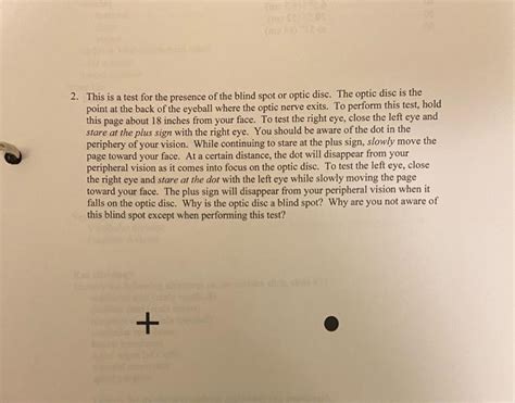 Solved 2. This is a test for the presence of the blind spot | Chegg.com