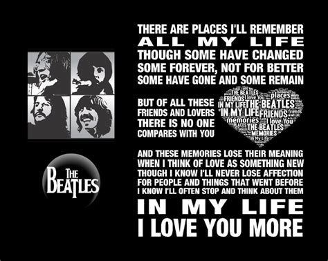 The Beatles Song Music Lyrics in My Life Poster Print. John Lennon, Paul Mccartney, Ringo Starr ...